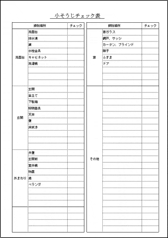 Excelで作成した小掃除チェック表