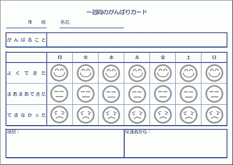 がんばりカードのテンプレート