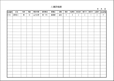 会員登録なしで無料でダウンロードできる人事評価表