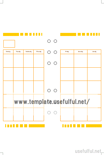週間予定表のリフィルのテンプレート