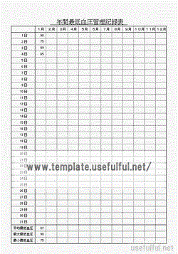Excelで作成した年間最低血圧管理記録表