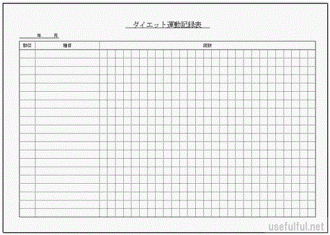 Excelで作成したダイエット運動記録表