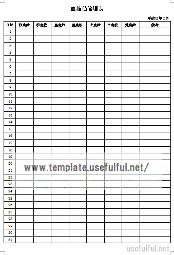 血糖値管理表のテンプレート