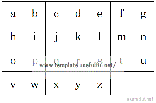 Wordで作成したアルファベット表