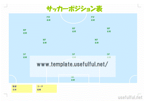 サッカーポジション表のテンプレート