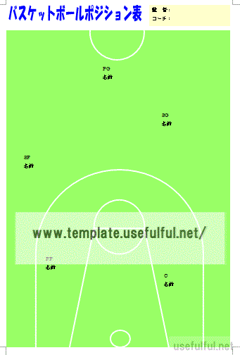 バスケットボール ポジション表のテンプレート