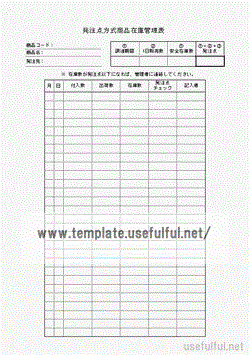 Excelで作成した発注点方式商品在庫管理表